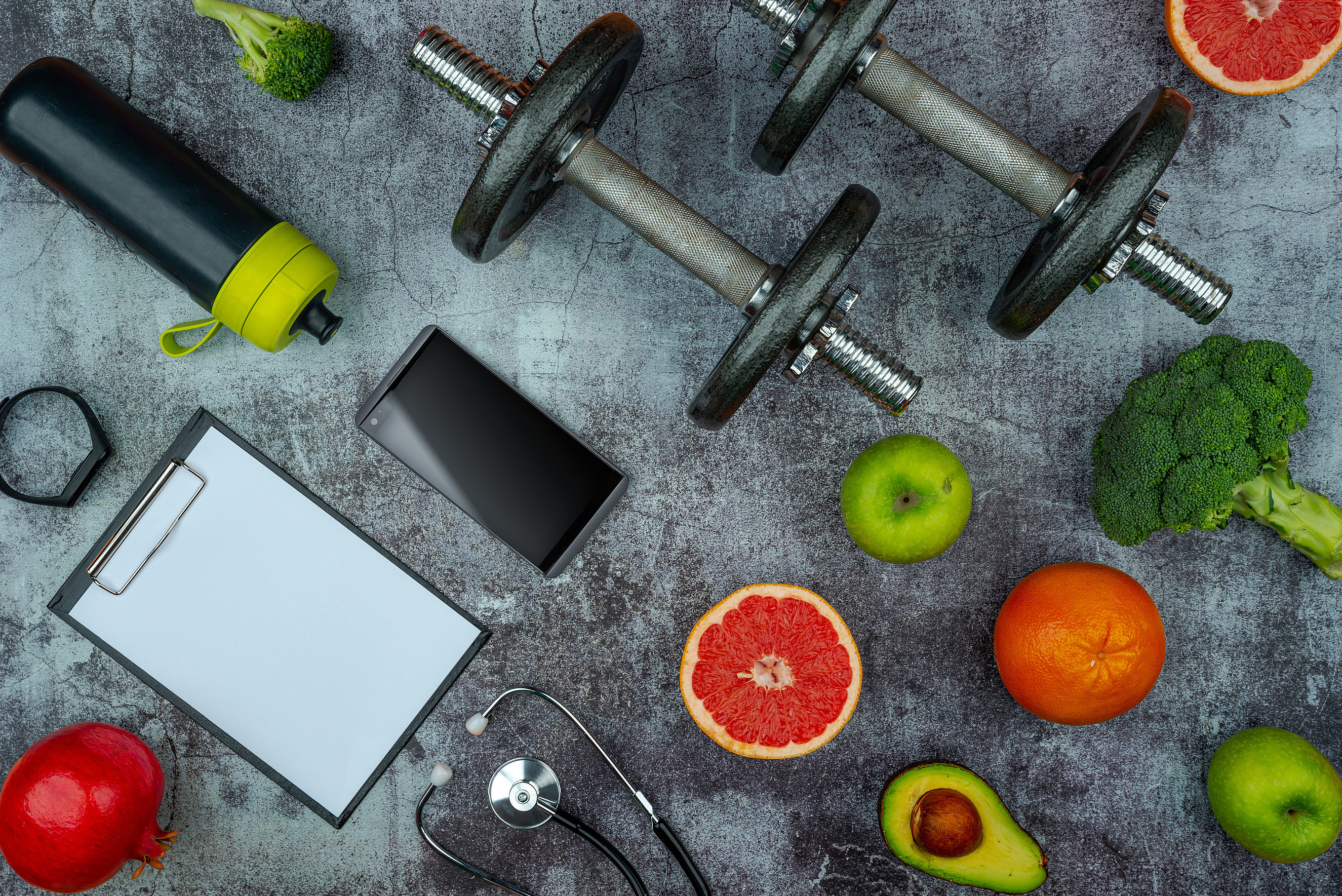 workout concept with grip cast iron olympic weight plates