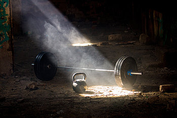 Cross Fit workout equipment in abandoned factory Image-835